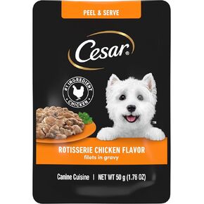 Cesar Filets in Gravy Wet Dog Food Filet Mignon Flavor, 1.76 oz. Mini-Pouch, 20 Pack