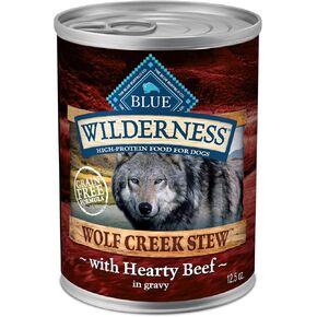 Blue Buffalo Wilderness Wolf Creek Stew High Protein, Natural Wet Food for Dogs, Hearty Salmon Stew in Gravy, 12.5-oz cans, 12 Count