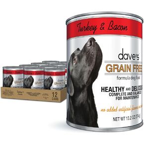 Dave’s Dog Food Grain Free Dog Food Wet (Pork & Sweet Potato in Broth), Made in Canada Naturally Healthy Canned Topper, Gluten Free, 13.2 oz (12 Pack)