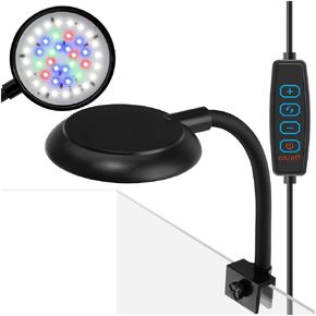 Mini Clip On Aquarium Light 7W Dimmable Small Fish Tank Light USB Moving Lamp with White Red Blue Green LED for 1 to 3 Gallon Tanks
