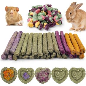 VESPRO Hamster Toys Set, Guinea Pig Toys Small Animal Chewing Toy and Rat Cage Accessories, Chinchillas, Gerbils, Rats, Rabbit Rodents Teeth Care, Apple Wood Timothy Hay Mouse Toy Swing Seesaw Bridge