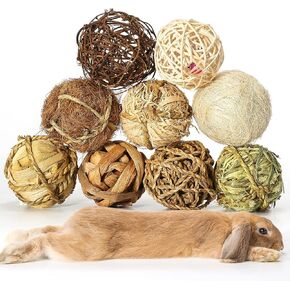 Small Animals Play Balls, Chew Grass Balls & Rolling Chew Toys for Bunny, Improve Pets Dental Health for Rabbit, Chinchilla, Guinea Pigs, Hamsters, Gerbils, Rats, Mice （9 Pieces） in Saudi Arabia