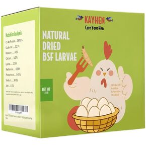 KAYHEN Dried Black Soldier Fly Larvae 10LB Non-GMO BSF Larvae for Chickens More Calcium Than Mealworms High-Protein Chickens Treats for Layer Hens Wild Birds Ducks
