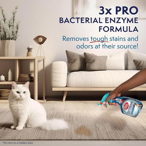 Simple Solution Extreme Pet Stain and Odor Eliminator Spray, Enzymatic Cleaner With 3X Pro-Bacteria Cleaning Power for Dogs & Cats, Strong Urine, Pee and Poop Smell Remover for Carpets & Floors, 32 oz in Saudi Arabia
