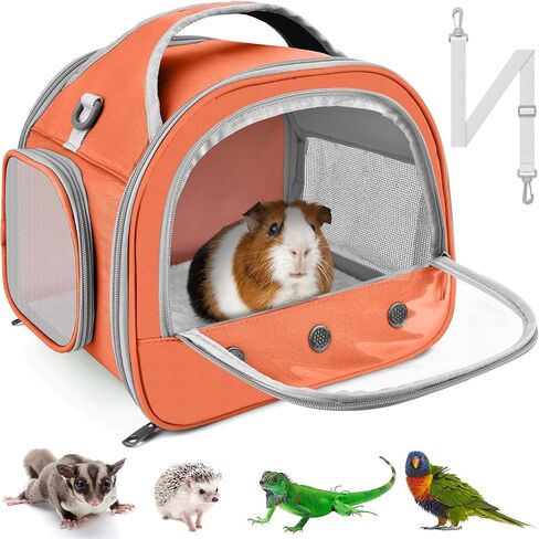 Bissap Guinea Pig Carrier Bag ، حقيبة حاملة حيوانات صغيرة قابلة للحيوانات للهامستر Chinchilla Rabbit Gerbil Hedgehog Sugar Glider Careing Case - Gray in Kuwait
