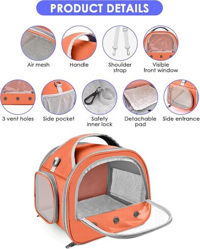 Bissap Guinea Pig Carrier Bag ، حقيبة حاملة حيوانات صغيرة قابلة للحيوانات للهامستر Chinchilla Rabbit Gerbil Hedgehog Sugar Glider Careing Case - Gray in Kuwait