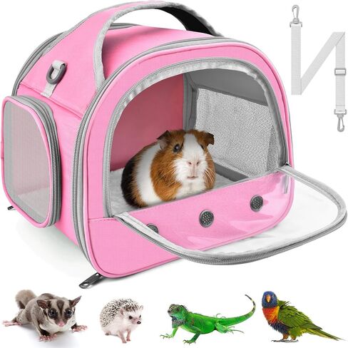 Bissap Guinea Pig Carrier Bag ، حقيبة حاملة حيوانات صغيرة قابلة للحيوانات للهامستر Chinchilla Rabbit Gerbil Hedgehog Sugar Glider Careing Case - Gray in Kuwait