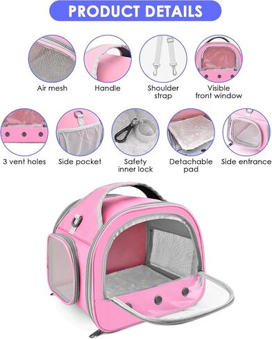 Bissap Guinea Pig Carrier Bag ، حقيبة حاملة حيوانات صغيرة قابلة للحيوانات للهامستر Chinchilla Rabbit Gerbil Hedgehog Sugar Glider Careing Case - Gray in Kuwait