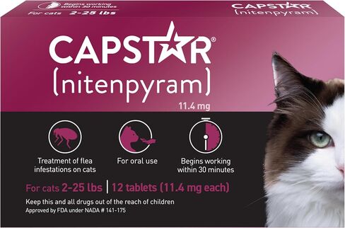 CAPSTAR (nitenpyram) Oral Flea Treatment for Cats, Fast Acting Tablets Start Killing Fleas in 30 Minutes, Cats 2-25 lbs, 6 Doses in Kuwait