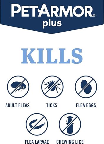 PetArmor Plus Flea and Tick Prevention for Dogs, Dog Flea and Tick Treatment, 3 Doses, Waterproof Topical, Fast Acting, Small Dogs (5-22 lbs) in Kuwait