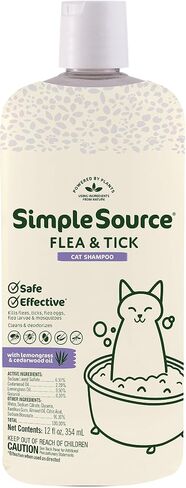 SimpleSource® Flea & Tick Shampoo for Dogs, Powered by Plants, Kills Fleas, Flea Eggs, Flea Larvae, & Ticks, & Mosquitos, Cleans & Deodorizes, 12oz Bottle in Saudi Arabia