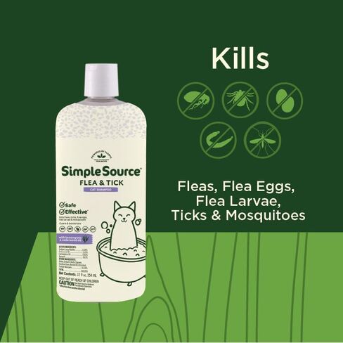 SimpleSource® Flea & Tick Shampoo for Dogs, Powered by Plants, Kills Fleas, Flea Eggs, Flea Larvae, & Ticks, & Mosquitos, Cleans & Deodorizes, 12oz Bottle in Saudi Arabia