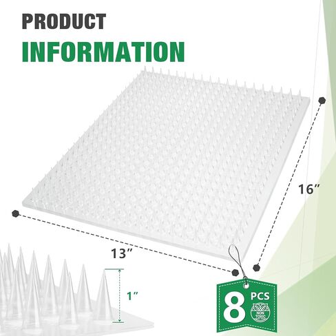 Zipcase 8 Pack Cat Repellent Deterrent Outdoor Scat Mat with Tape for Cats, Dogs, Pests Covers 12 Sq.ft, 16 x 13 Inches，8 Pack in Saudi Arabia
