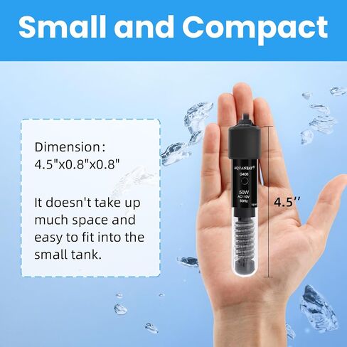 AQUANEAT Aquarium Heater, 25W Small Betta Fish Tank Heater, Mini Preset Water Thermostat with a Thermometer in Kuwait
