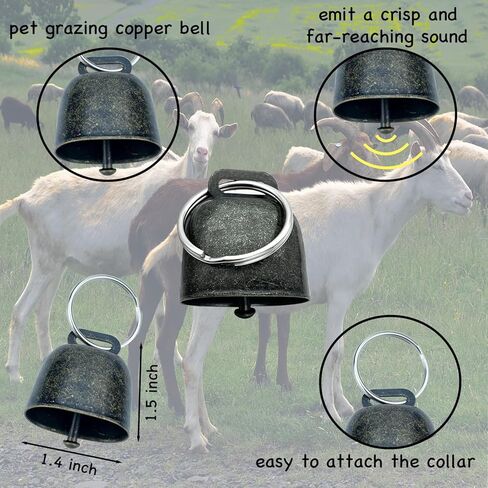 Pack of 8 Goat Collar, Goat Collar with Bell Pet Grazing Copper Bells, Adjustable and Durable Nylon Cow Horse Sheep Dog Collars, Anti-Lost Bronze Bell Accessories for Small Farm Animal Pet in Saudi Arabia