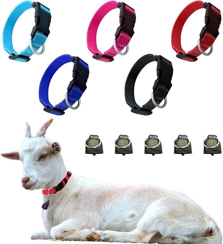 Pack of 8 Goat Collar, Goat Collar with Bell Pet Grazing Copper Bells, Adjustable and Durable Nylon Cow Horse Sheep Dog Collars, Anti-Lost Bronze Bell Accessories for Small Farm Animal Pet in Saudi Arabia