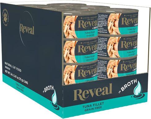 Reveal Natural Wet Cat Food, 24 Count, Grain Free, Limited Ingredient Canned Food for Cats, Tuna Fillet in Broth, 2.47 oz Cans in Saudi Arabia