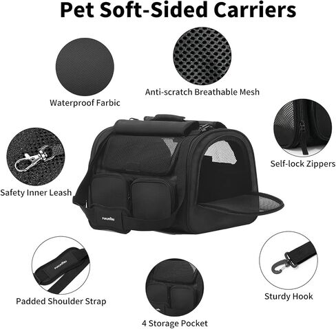 FUKUMARU Cat Carrier, 4 Mesh Windows Small Dog Carrier, 4 Storage Pockets Cat Travel Bag, Under 15 lb Airline Approved Pet Carrier, Rollable Cover for Nervous Cats, Pink in Kuwait