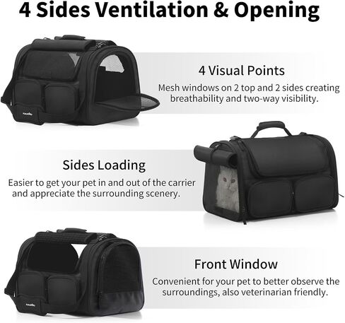 FUKUMARU Cat Carrier, 4 Mesh Windows Small Dog Carrier, 4 Storage Pockets Cat Travel Bag, Under 15 lb Airline Approved Pet Carrier, Rollable Cover for Nervous Cats, Pink in Kuwait