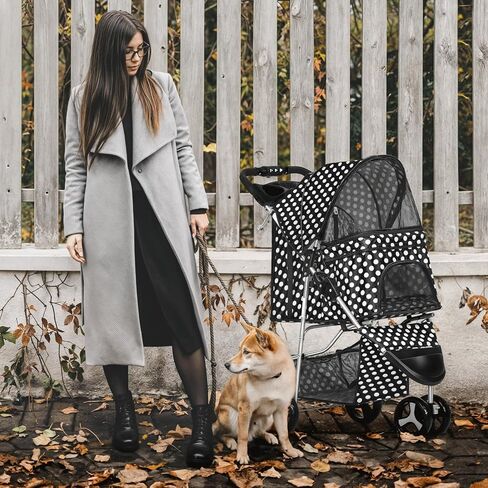 MoNiBloom 3 Wheels Pet Dog Cat Stroller for Small Medium Dogs Cats, Lightweight Foldable Jogger Stroller w/Storage Basket & Cup Holder, Leopard Print in Saudi Arabia