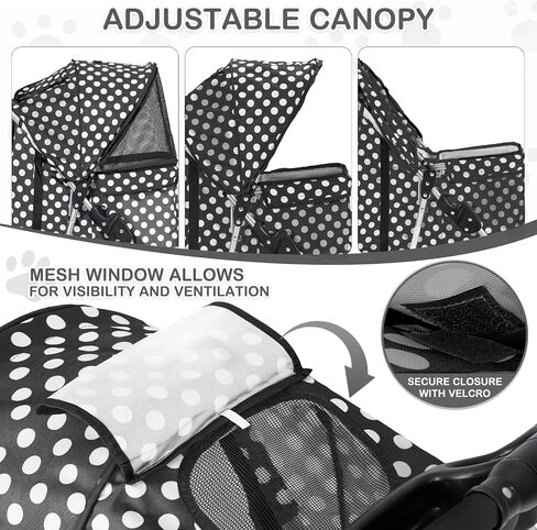 MoNiBloom 3 Wheels Pet Dog Cat Stroller for Small Medium Dogs Cats, Lightweight Foldable Jogger Stroller w/Storage Basket & Cup Holder, Leopard Print in Saudi Arabia