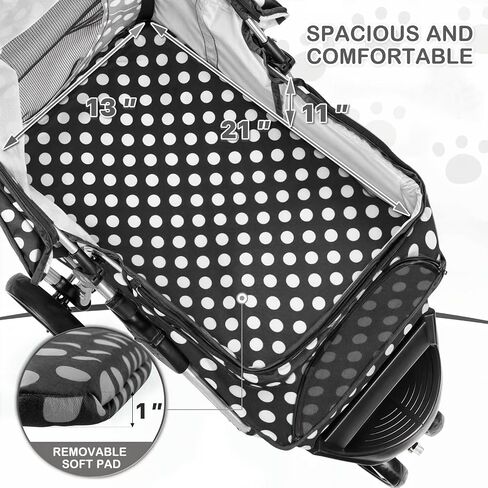 MoNiBloom 3 Wheels Pet Dog Cat Stroller for Small Medium Dogs Cats, Lightweight Foldable Jogger Stroller w/Storage Basket & Cup Holder, Leopard Print in Saudi Arabia