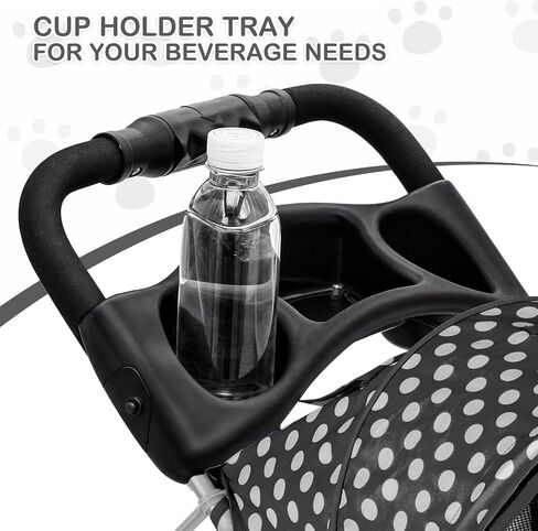MoNiBloom 3 Wheels Pet Dog Cat Stroller for Small Medium Dogs Cats, Lightweight Foldable Jogger Stroller w/Storage Basket & Cup Holder, Leopard Print in Saudi Arabia