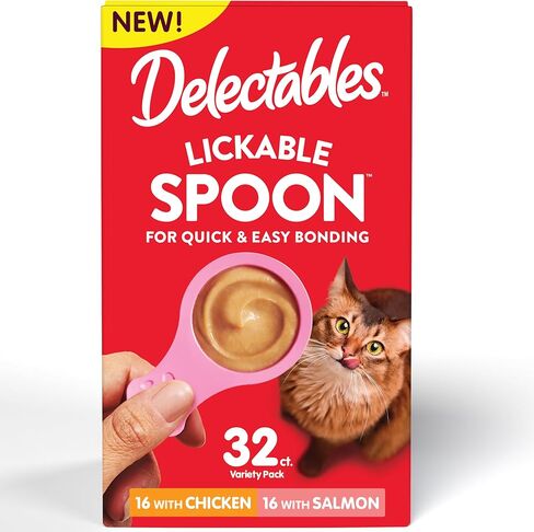 Hartz New Delectables Lickable Spoon Interactive Lickable Cat Treats for Quick & Easy Bonding, Variety Pack 32ct in Saudi Arabia