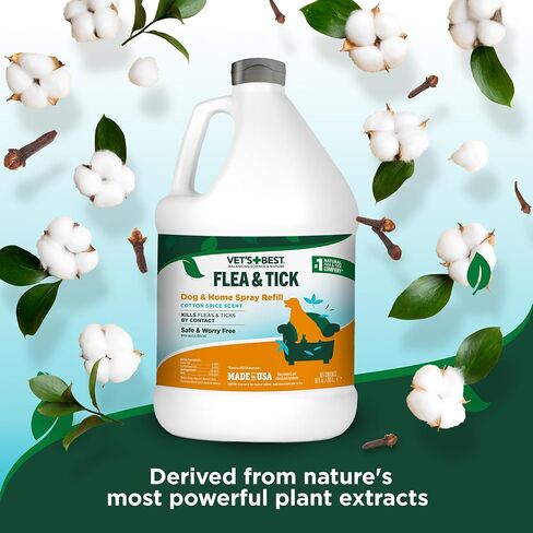 Vet's Best Flea and Tick Home Spray - Dog Flea and Tick Treatment for Home - Plant-Based Formula - Certified Natural Oils,Green - 32 oz in Kuwait