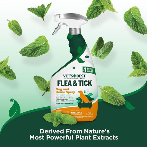 Vet's Best Flea and Tick Home Spray - Dog Flea and Tick Treatment for Home - Plant-Based Formula - Certified Natural Oils,Green - 32 oz in Kuwait