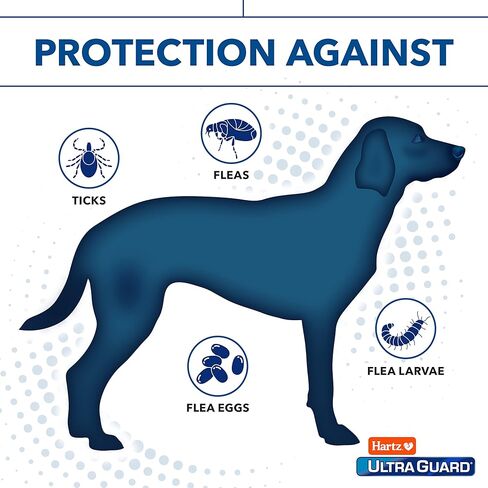 هارتز Ultraguard Promax Flea و Trick Corm for Dogs I 12 شهرًا حماية أنا ناعم ومريح للوقاية من القراد أنا 2 حزمة ، رمادي in Kuwait