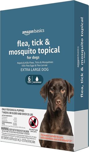 Amazon Basics Flea, Tick & Mosquito Topical Treatment for X-Large Dogs (over 55 pounds), 6 Count (Previously Solimo) in Saudi Arabia