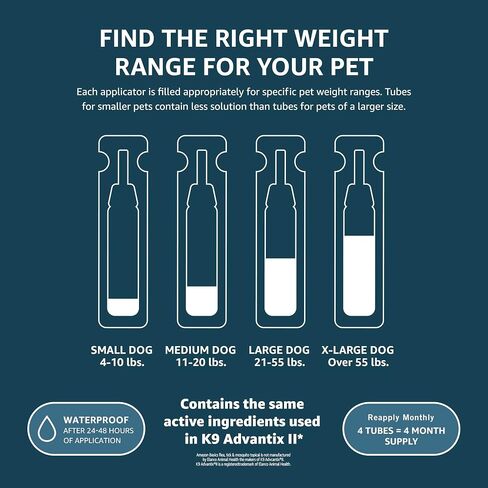 Amazon Basics Flea, Tick & Mosquito Topical Treatment for X-Large Dogs (over 55 pounds), 6 Count (Previously Solimo) in Saudi Arabia