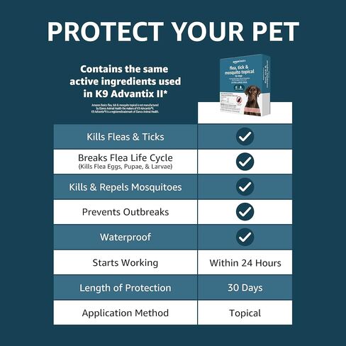 Amazon Basics Flea, Tick & Mosquito Topical Treatment for X-Large Dogs (over 55 pounds), 6 Count (Previously Solimo) in Saudi Arabia