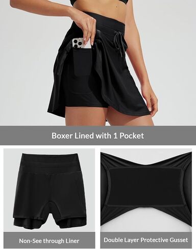 تنورة سباحة نسائية عالية الخصر مقاس 15 بوصة من BALEAF بدلة استحمام سريعة الجفاف بدلة سباحة تانكيني مع جيب بسحاب in Kuwait