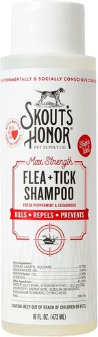 Skout's Honor Flea + Tick Shampoo for Dogs - Natural Peppermint & Cedarwood Formula, Protects from Fleas, Ticks, and Mosquitos, 16 oz in Saudi Arabia