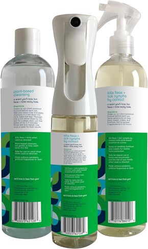 Pet Life Unlimited Natural Flea & Tick 3-Step Kit for Dogs, Plant-Based Prevention and Treatment, Includes Dog Spray, Home Spray & Shampoo, Kill & Repel Fleas, Ticks & Eggs, Soothes Skin in Kuwait