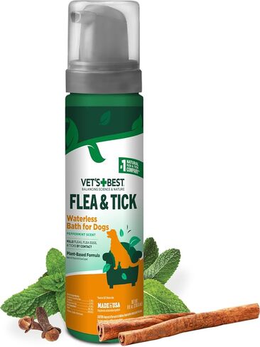 Vet's Best Flea & Tick Waterless Bath Foam for Dogs - Flea-Killing Dry Shampoo for Dogs - Plant-Based Ingredients - Certified Natural Oils - 8 oz in Saudi Arabia