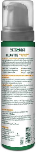 Vet's Best Flea & Tick Waterless Bath Foam for Dogs - Flea-Killing Dry Shampoo for Dogs - Plant-Based Ingredients - Certified Natural Oils - 8 oz in Saudi Arabia