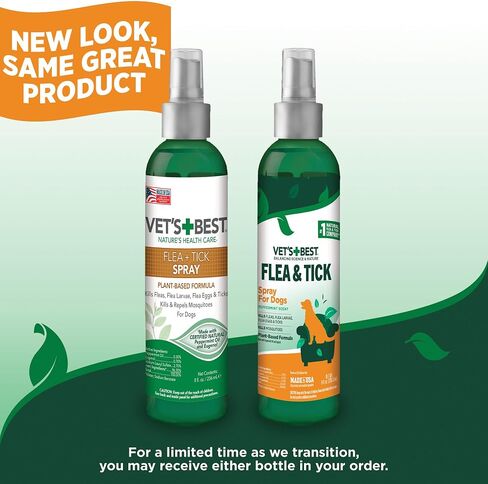 Vet's Best Flea & Tick Spray - Plant-Based Flea and Tick Prevention for Dogs - Certified Natural Oils - 8 oz in Kuwait