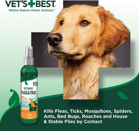 Vet's Best Flea & Tick Spray - Plant-Based Flea and Tick Prevention for Dogs - Certified Natural Oils - 8 oz in Kuwait
