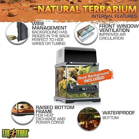Exo Terra Glass Natural Terrarium Kit, for Reptiles and Amphibians, Nano Tall, 8 x 8 x 12 inches, PT2601A1 in Kuwait