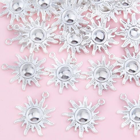 Aylifu 40pcs Craft Supplies Sun Charms Pendants Tibetan Alloy Vintage Celestial Pendant Sun Bead Charms for DIY Necklace Earrings Bracelet Jewelry Making Decorations, 2 Styles, 2 Colors in Saudi Arabia