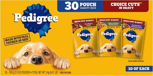 Pedigree Choice Cuts in Gravy Adult Wet Dog Food 16-Count Beef, Bacon, & Cheese Flavors, 3.5 oz. Pouches in Saudi Arabia