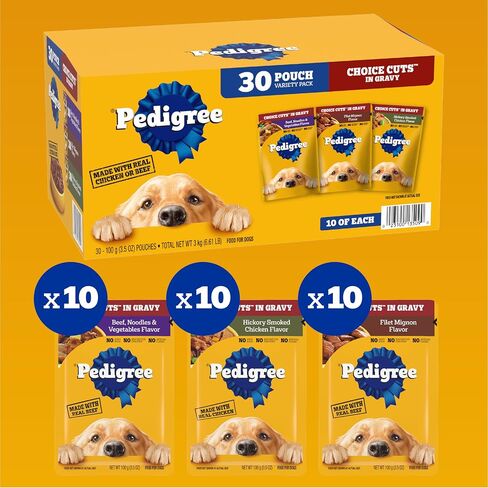 Pedigree Choice Cuts in Gravy Adult Wet Dog Food 16-Count Beef, Bacon, & Cheese Flavors, 3.5 oz. Pouches in Saudi Arabia