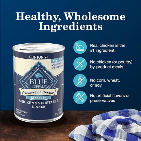 Blue Buffalo Homestyle وصفة كبار الكلاب الرطبة ، مصنوعة من المكونات الطبيعية ، عشاء الدجاج مع خضروات الحديقة ، 12.5 أوقية (12 عدد) in Kuwait