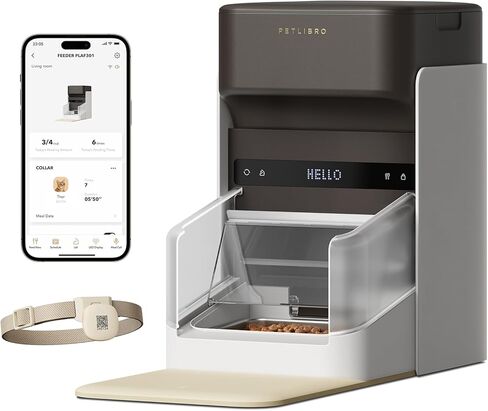 Petlibro RFID Automatic Cat Leeder ، 5G Wi-Fi Pet Leeder ، 3L Auto Cat Leeder Control مع علامة طوق الضوء و 6 حزم حقيبة غذائية للحيوانات الأليفة ، مغذيات تلقائية للقطط in Saudi Arabia