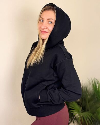 Stelle Zip Up Hoodies for Women Fleece Crop Jackets Long Sleeve Hooded Sweatshirts with Pockets Casual Coat in Saudi Arabia
