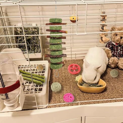 Grddaef 20 PCS Bunny Chew Toys for Teeth, Natural Rabbit Toys Apple Wood Grass Timothy Sticks Chew and Treat for Guinea Pigs Hamster Chinchillas in Saudi Arabia