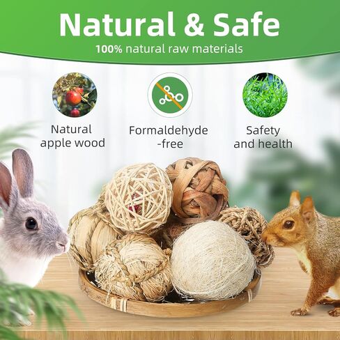 Small Animals Play Balls, Chew Grass Balls & Rolling Chew Toys for Bunny, Improve Pets Dental Health for Rabbit, Chinchilla, Guinea Pigs, Hamsters, Gerbils, Rats, Mice （9 Pieces） in Saudi Arabia